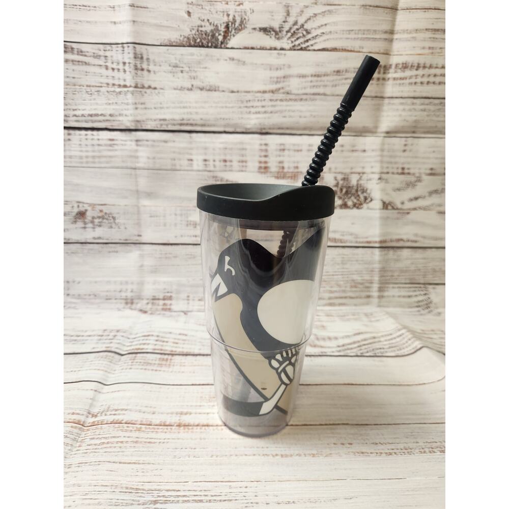 Pittsburg Penguins Hockey Tervis Tumbler 24oz NHL With Straw and Lid Clear Logo